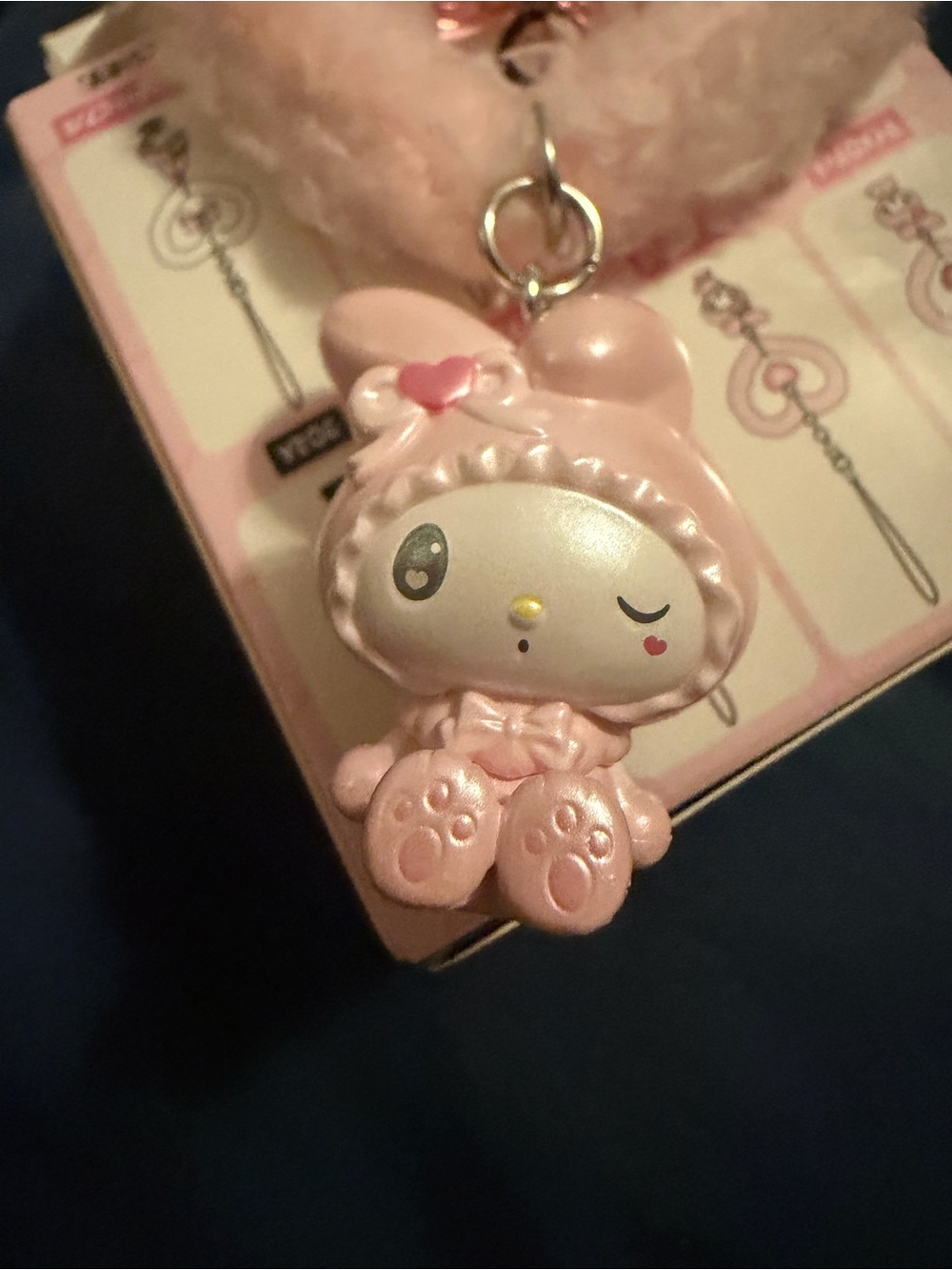 Sanrio My Melody Pink Phone Charm with Winking Face